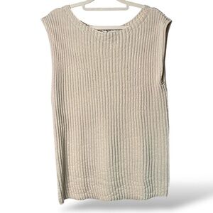 ZARA Viscose Polyester Blend Rib Knit Sleeveless Tank All Over Sparkle Sequins